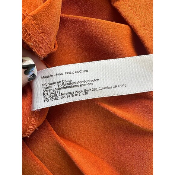 Eloquii Women's Rust Orange Crepe Knife Pleats Hem Crew Neck Back Keyhole Top 18 - Picture 8 of 8